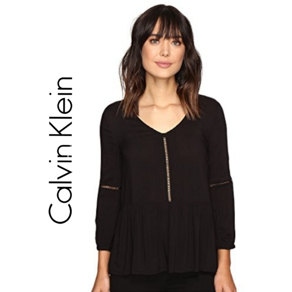 Calvin Klein Jeans Tops - NWT SM CALVIN KLEIN JEANS Black Peplum Blouse Small